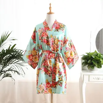 

Pink Bridesmaid Bride Robe Sexy Women Short robes silk Satin Wedding Kimono Robes Sleepwear Nightgown Dress Woman Bathrobe