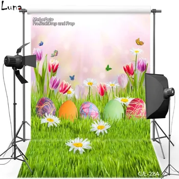 

MEHOFOTO Happy Easter Lawn Vinyl Photography Background For Flower Sunshine New Fabric Flannel Backdrop For studio Props 284