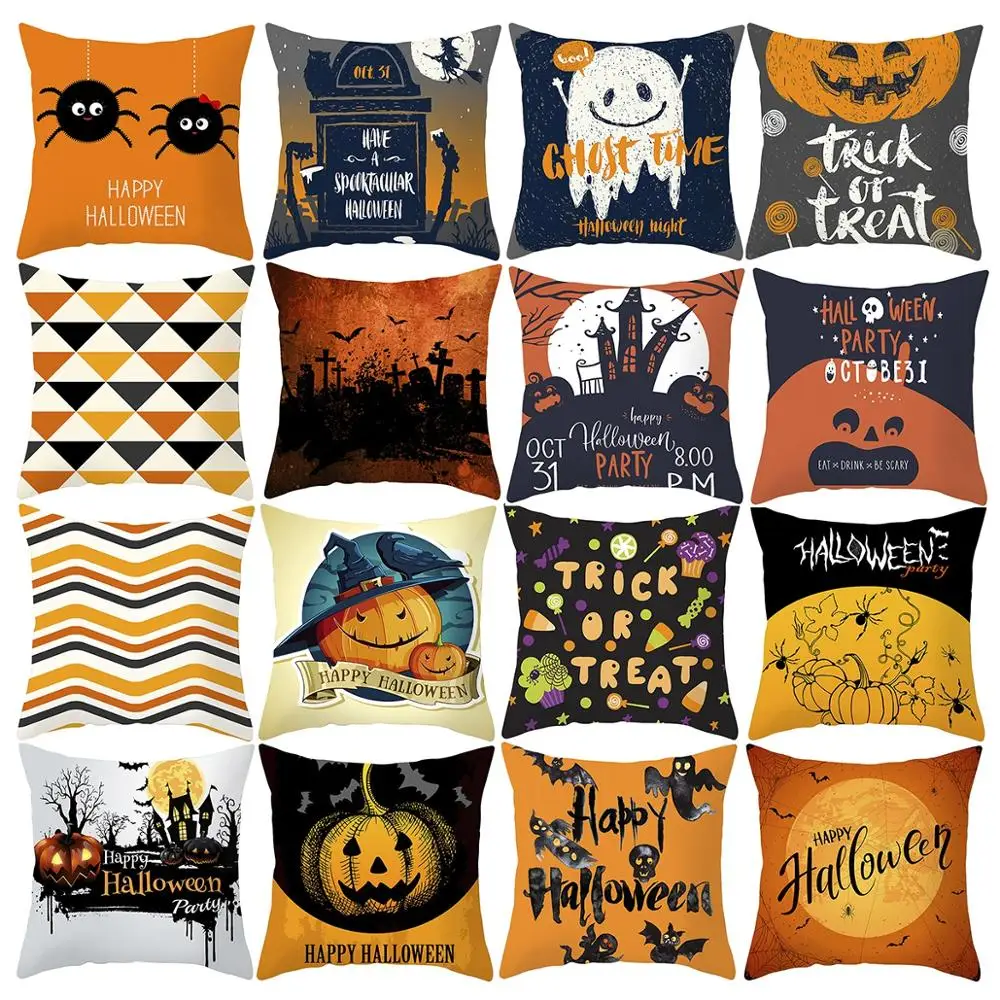 

Halloween Cushion Cover Home Decor Halloween Decorative Pillows Covers Couch Velvet Throw Pillow Case Cartoon Cushions For Sofa