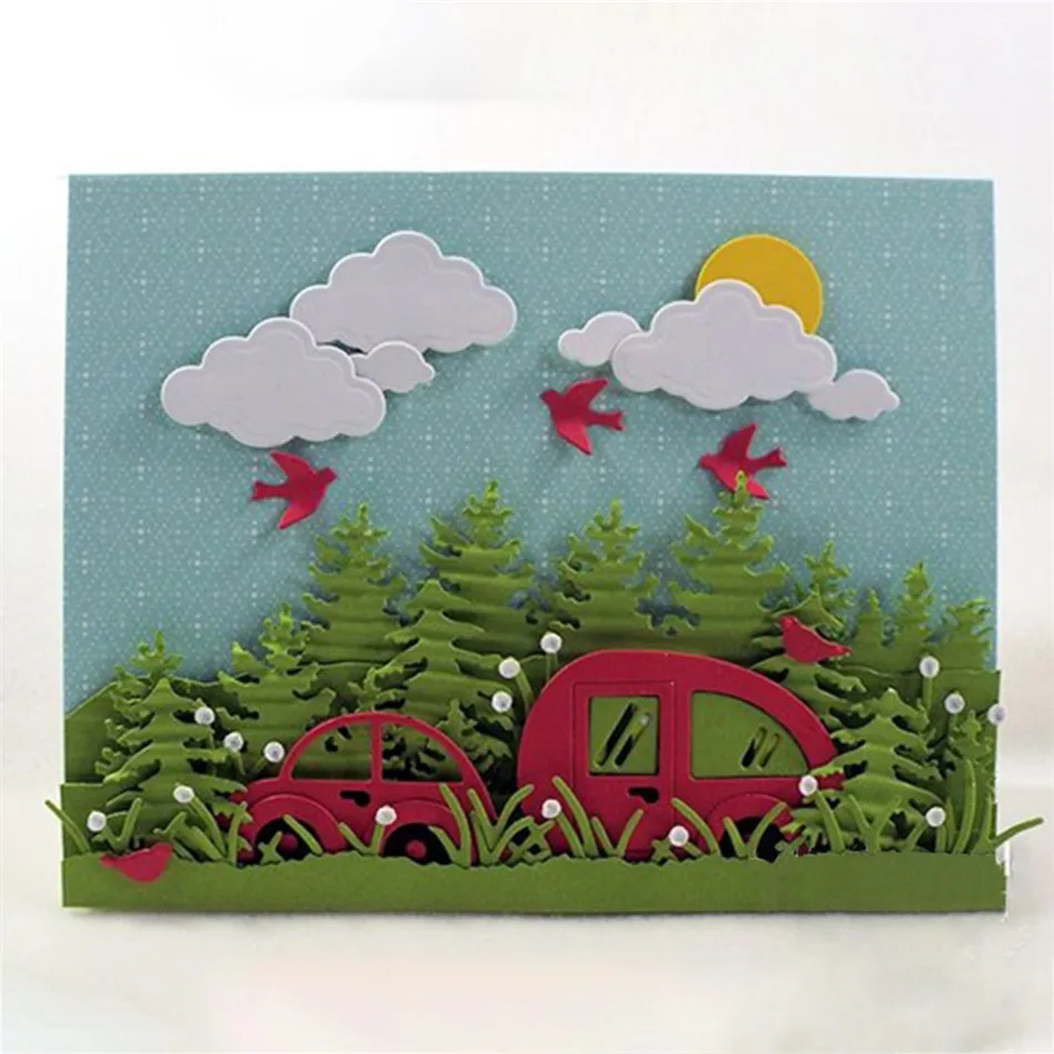 

Naifumodo Car and Camper Metal Cutting Dies Scrapbooking for DIY Decor Photo Album Embossing Paper Cards New Dies for 2019
