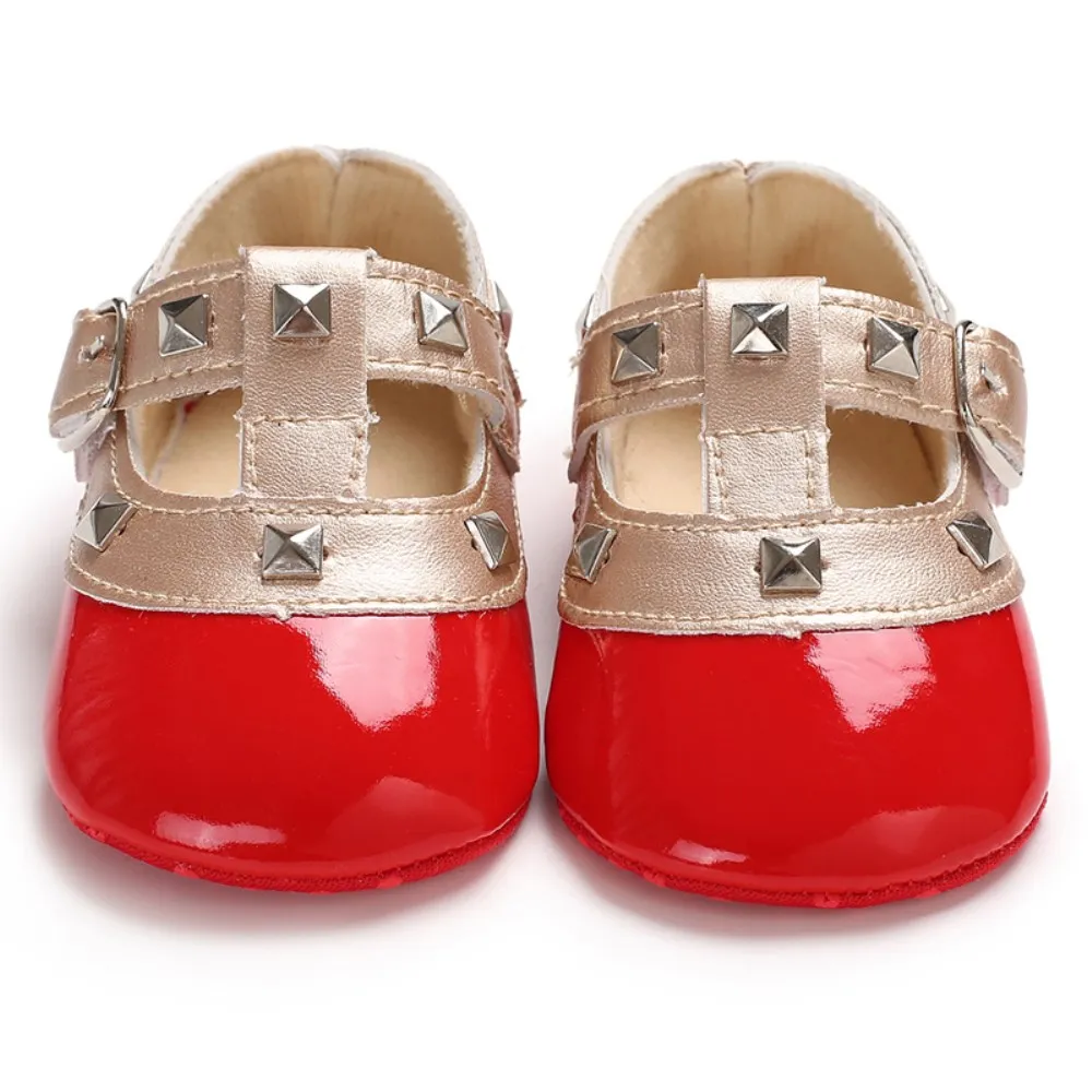 Г. Обувь для новорожденных детей милые модные Лоскутные блестящие детские туфли для младенцев, для малышей от 0 до 18 месяцев - Цвет: Красный