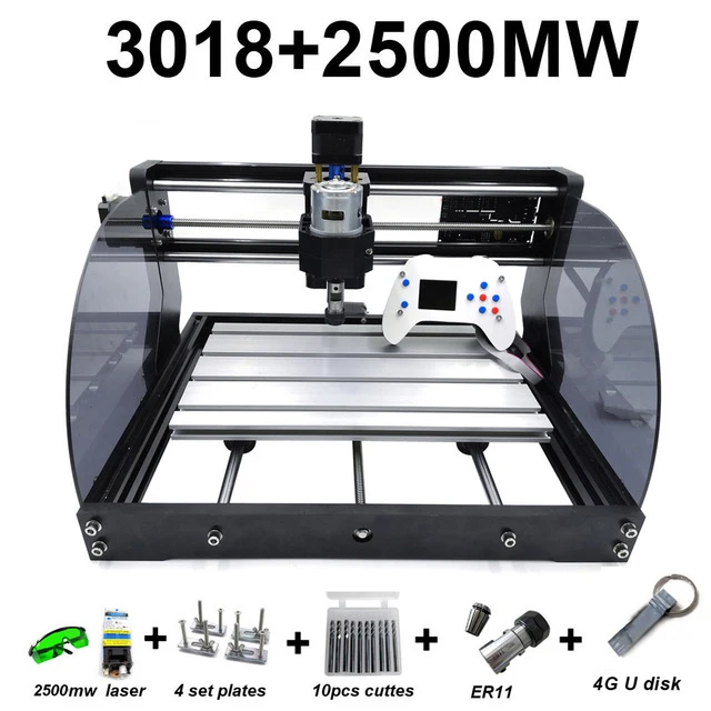 Модернизированный DIY фрезерный станок с ЧПУ 3018 PRO 500 MW/2500 MW/5500 MW 15 W CNC лазерный гравер с GRBL программным обеспечением - Цвет: with 2500mw module