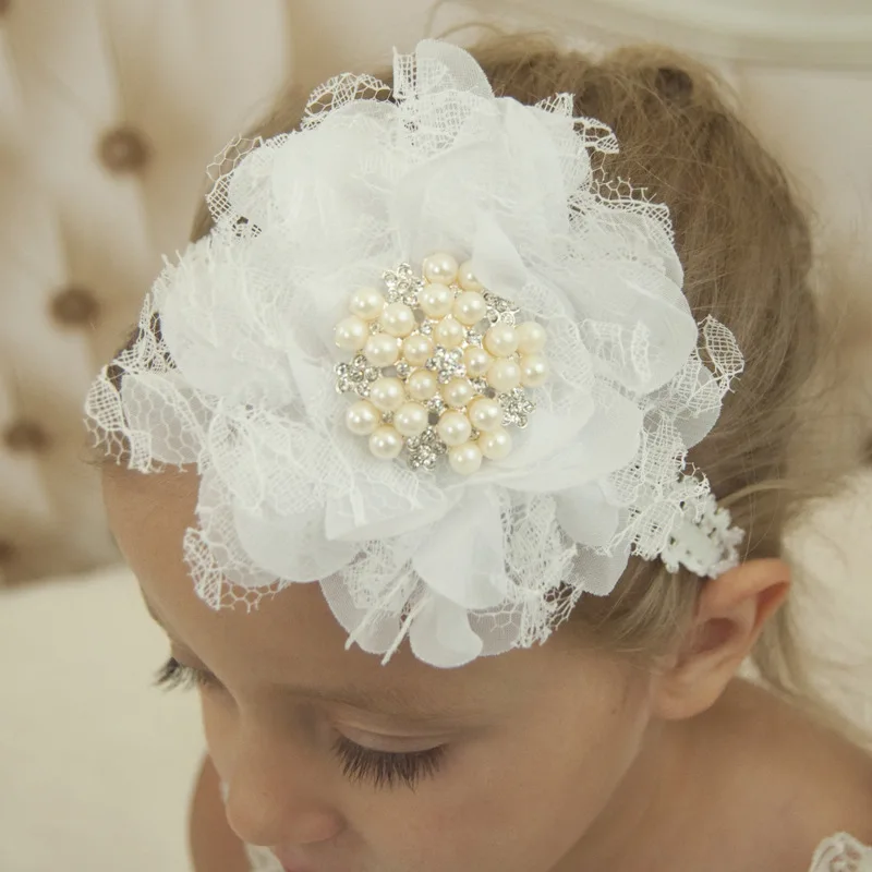 Buy 3PCS Lace Rosette Flowers Luxury Pearl Rhinestone