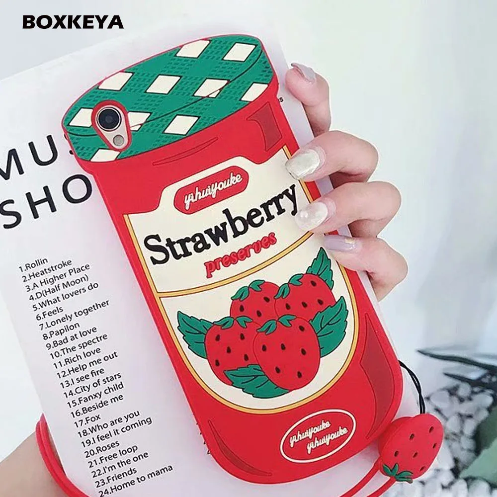 

Cute 3D Strawberry Jam Bottle Silicone Case For Huawei P10 P20 Lite Pro Honor 6X 10 V10 Nova 2 Plus Nova 3 Fruit Soft Fundas