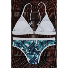 Mortonpart бикини Palm Leaf Print комплект бикини пуш-ап Для женщин г. пикантные высоким вырезом Купальники ванный комплект летняя пляжная одежда бикини