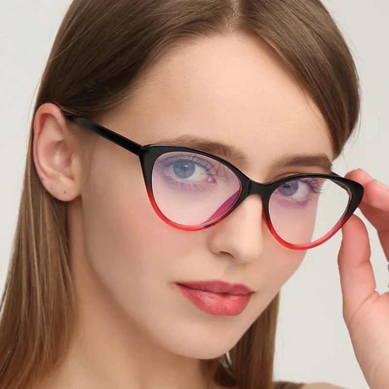 

Fashion Women Cat's Eye Glasses Frame Clear Transparent No Degree Brand Designer Frames Frame Women Lady Eyeglasses High Quality