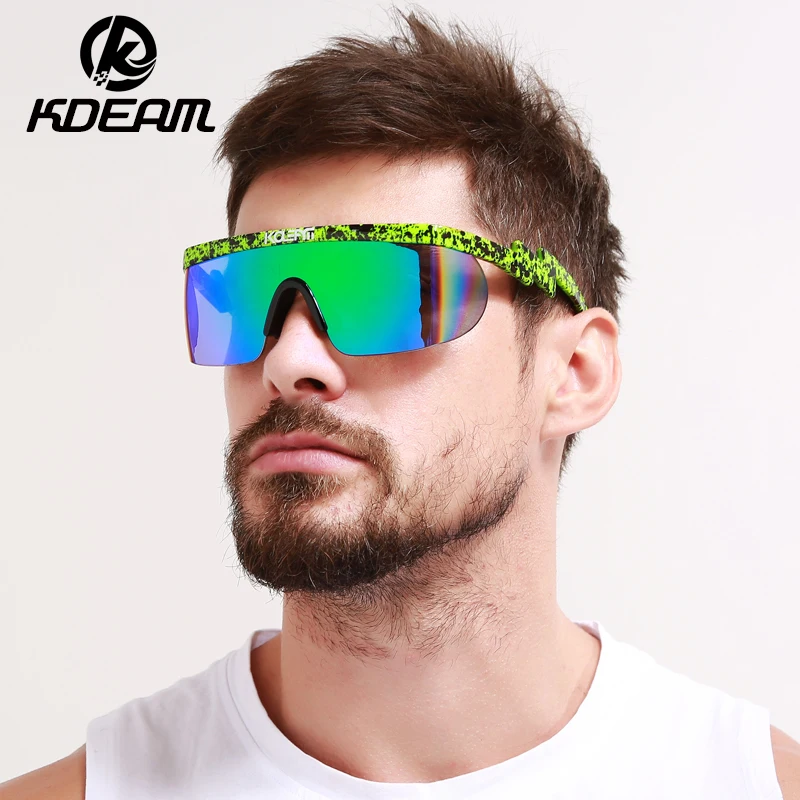 

KDEAM 2019 Summer New Sport eyewear Men Goggle Oversize Party Sunglasses flat top Square Sun glasses Retro Glasses 2 lens