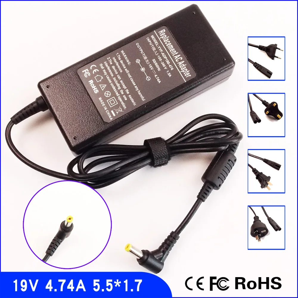 

19V 4.74A Laptop Ac Adapter Charger/Power Supply + Cord For Acer ADT01.008 AP.09006.004 AP.09003.009 AP.09001.005