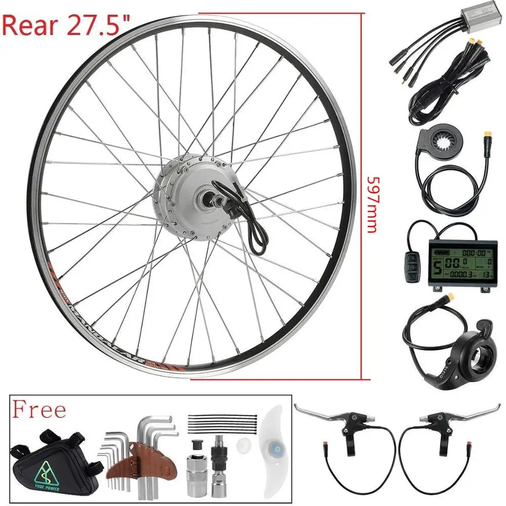 

YOSE POWER Electric Bike Kit 36V 350W 27.5'' Rear Wheel Brushless Gear Hub Motor for Bicycle e bike Conversion Kit Ship From EU