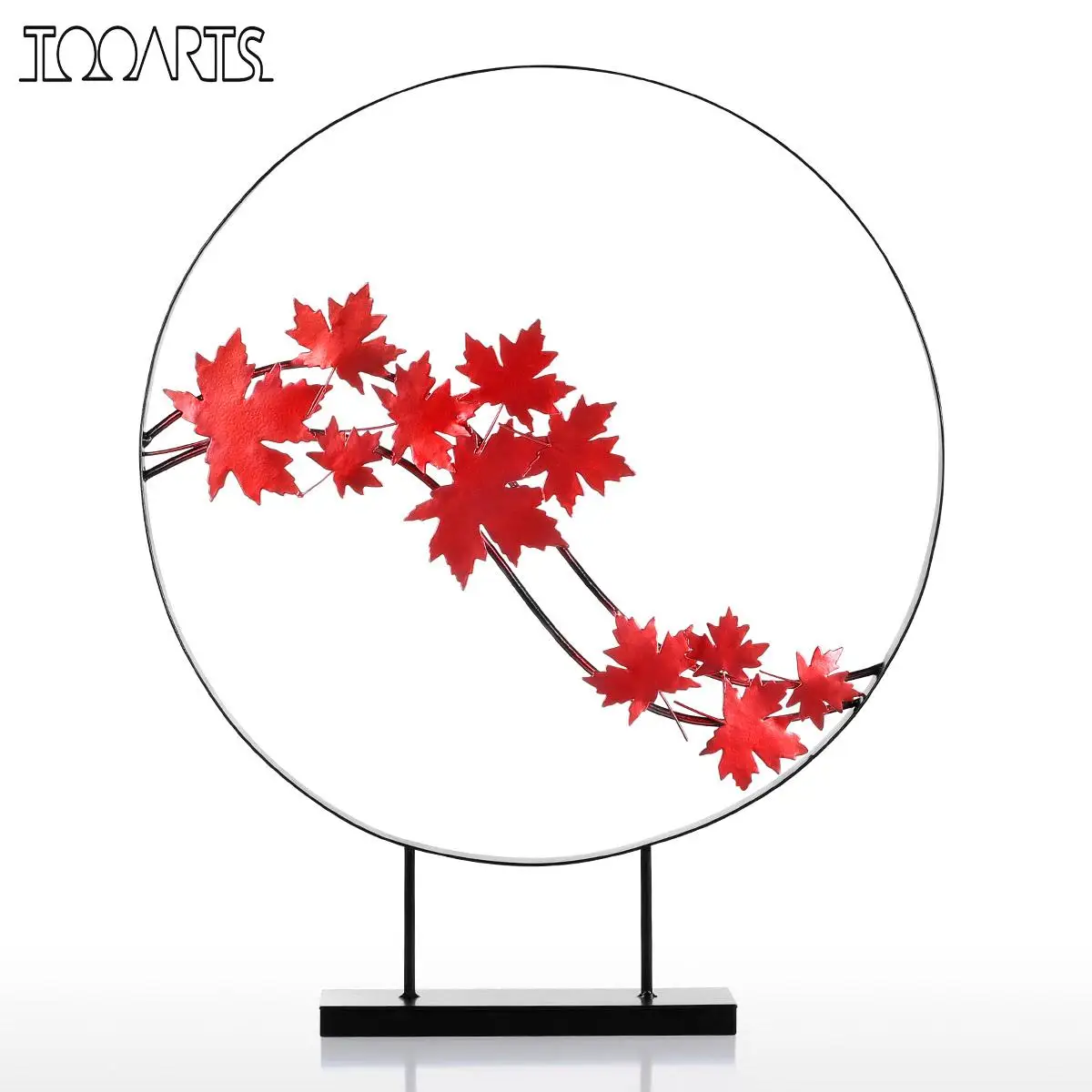 

Tooarts Tomfeel Maple Leaf Ornament Iron Sculpture Abstract Modern Sculpture Iron Circle Home Decor Modern Concise Artwork