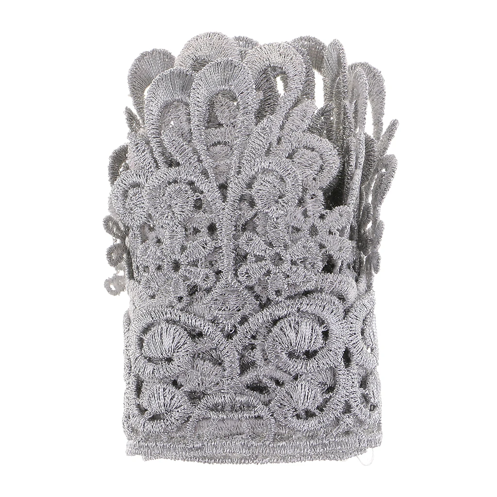 1 Yard Crown Metallic Embroidered Lace Trim Ribbon Wedding Appliques DIY Sewing Craft 