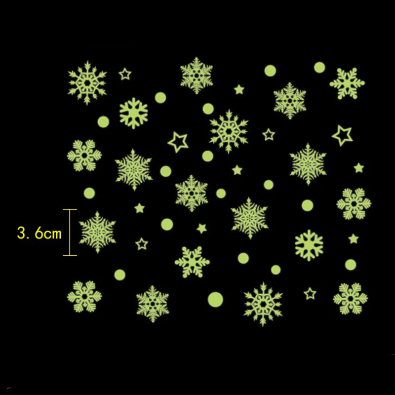 Рождественские снежинки светящиеся флуоресцентные наклейки на стену Dacel художественный домашний декор для детской комнаты, декоративные наклейки на окна