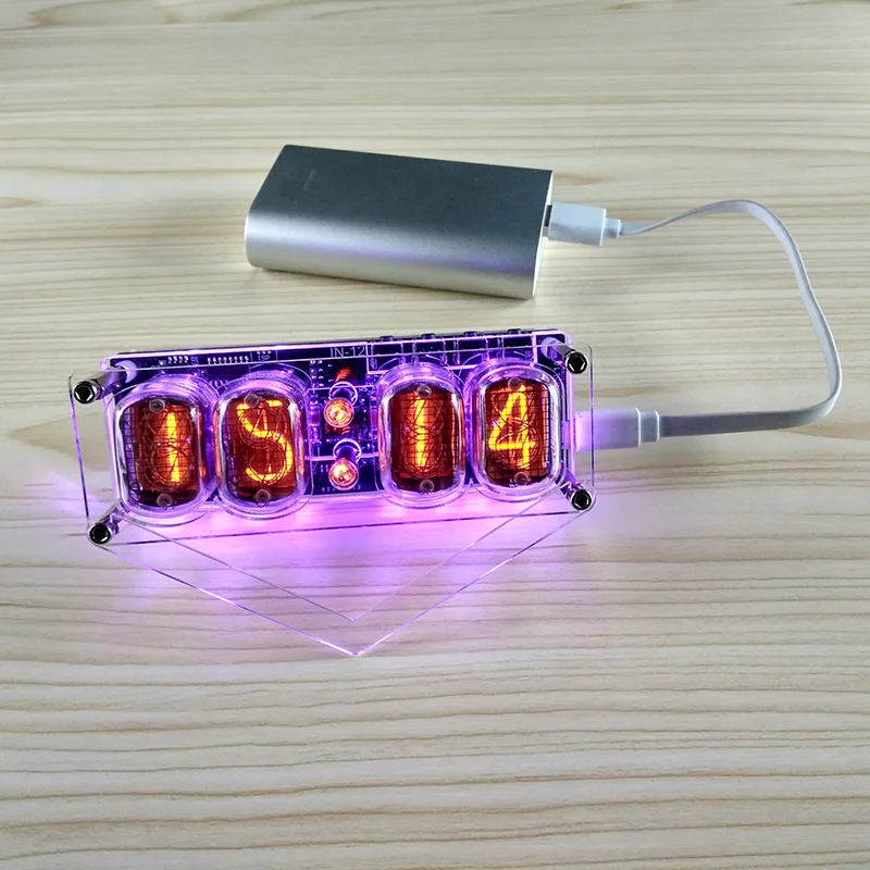 4-bit integrated glow tube clock IN-12A IN-12B clock glow tube Colorful LED DS3231 nixie clock LED Backlight NEW