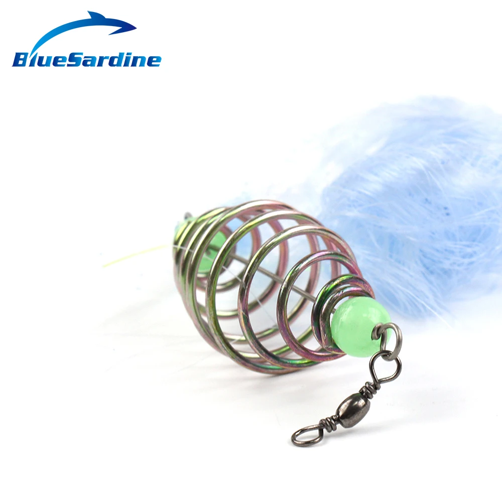

BlueSardine Large Size 5*5cm Fishing Net Fish Trap Fishing Tackle Nylon Luminous Beads Swivel Hole for Fish 3pcs