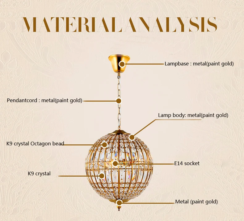 American style Rustic Industrial Crystal ball Pendant Light lamp 13