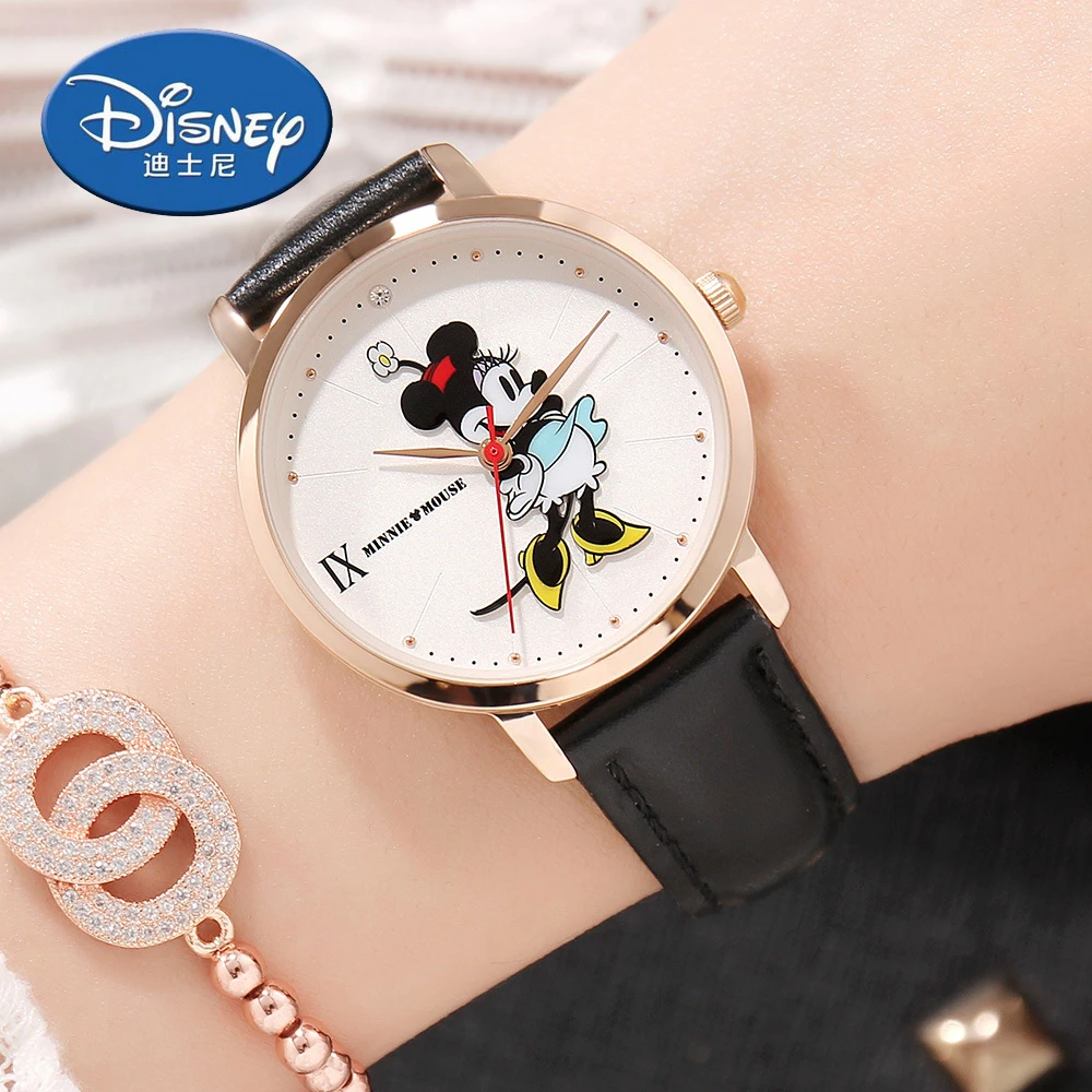 ディズニー腕時計トップ有名なブランドクォーツ時計ファッション女性の腕時計レディース腕時計カジュアル革時計 Clock Brand Clock Fashionclocks Women Lady Aliexpress