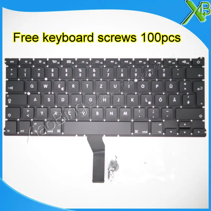 Новая немецкая клавиатура Deutsch QWERTZ tastaur + 100 шт. винтов для клавиатуры MacBook Air 13 3