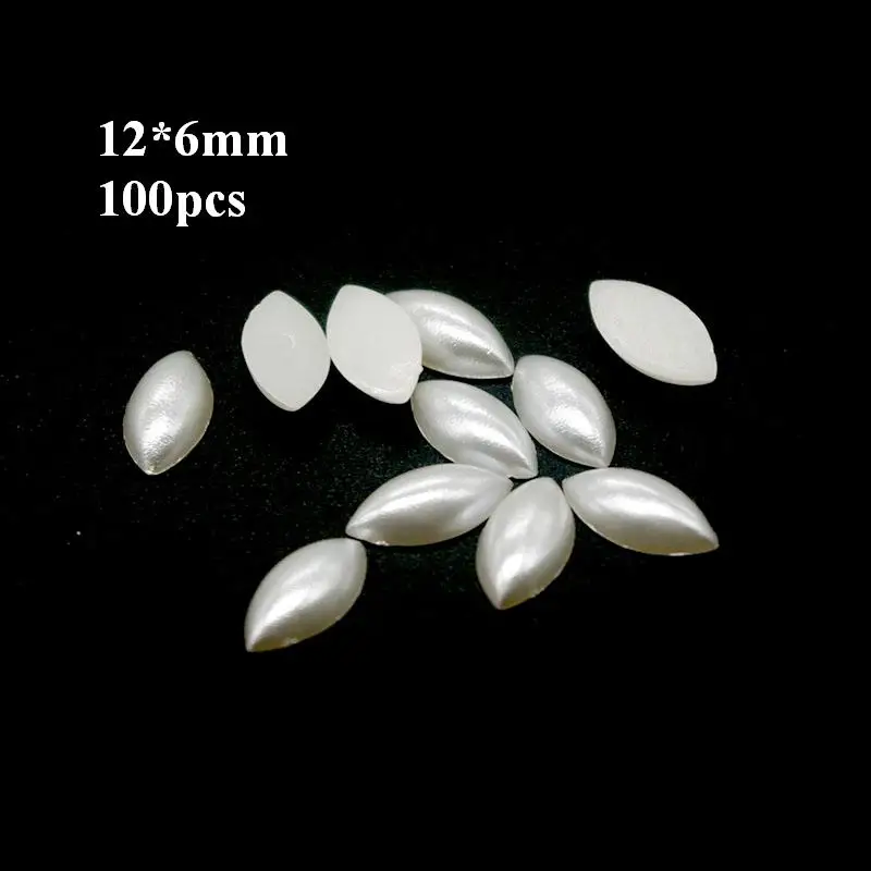 12x6mm Блестящий 100 шт./лот, белый Подсолнух в форме цветка, скрапбук, искусственный жемчуг, бусины для шитья, пуговицы, сделай сам, материал, фурнитура BV212 - Цвет: 12x6mm