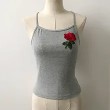 Wokeayer, лето, осень, модные топы, сексуальные женские, с цветочной вышивкой, серые Топики, женские, без рукавов, вечерние, топики