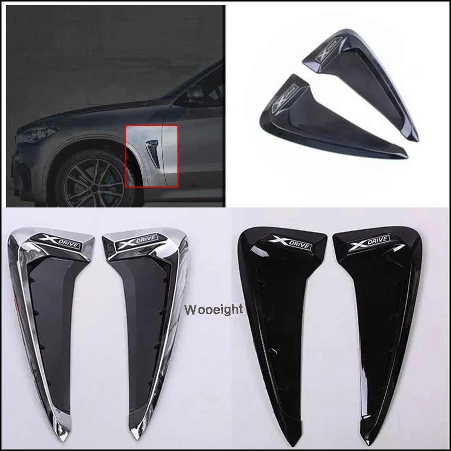 2Pcs Car Side Styling Air Flow Fender Trim Sticker Decoration ABS Intake Vent  Cover Fit For BMW X5 F15 2014-2018 Accessories (2)