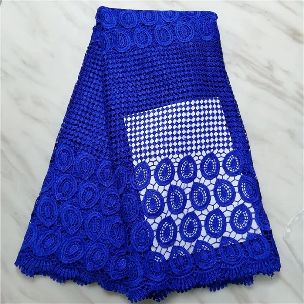 

Free shipping! High quality water soluble african cord lace guipure lace fabric for women nice dress 5Yards/Lot Royal blue(16L-4