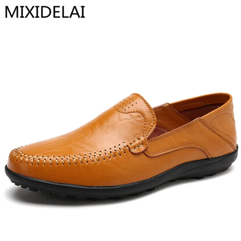 

2019 New Comfortable Handmade Leather Shoes Casual Mens Flats Design Men Driving Shoes Soft Bottom Leather Men Shoes Size 38-47
