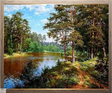 

Cross Stitch Kits Crafts 14CT Unprinted landscapes, River Forest Embroidered Handmade Art DMC Oil Painting Set Wall Home Decor