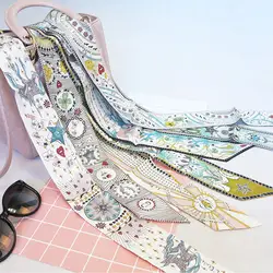 Новый шарф Созвездие печати Для женщин шелковый шарф маленькая ручка сумки ленты оголовье женский Костюмы матч длинные шарфы