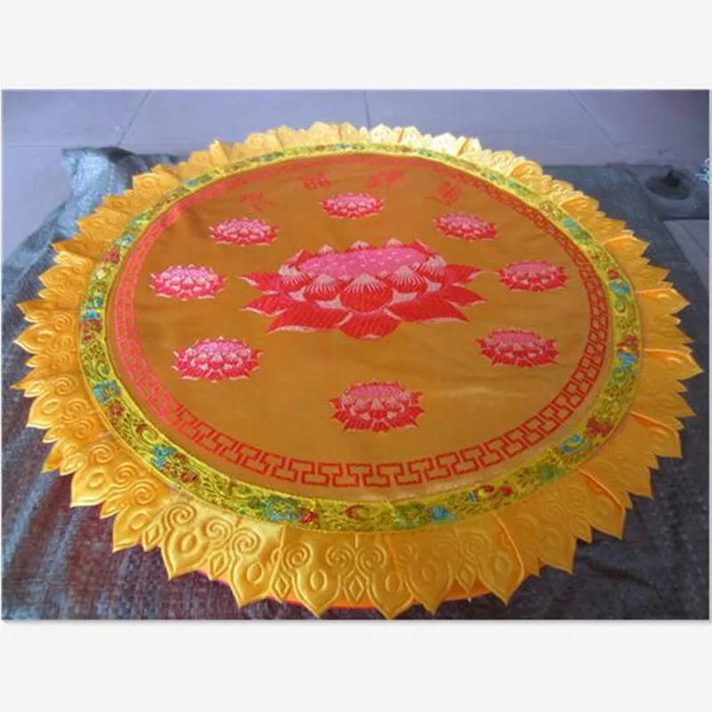 

Buddhism Supplies Handmade Embroidered Lotus Buddhist Worship Mat Circular Cushion Cover Red/yellow Difficult To Deformation