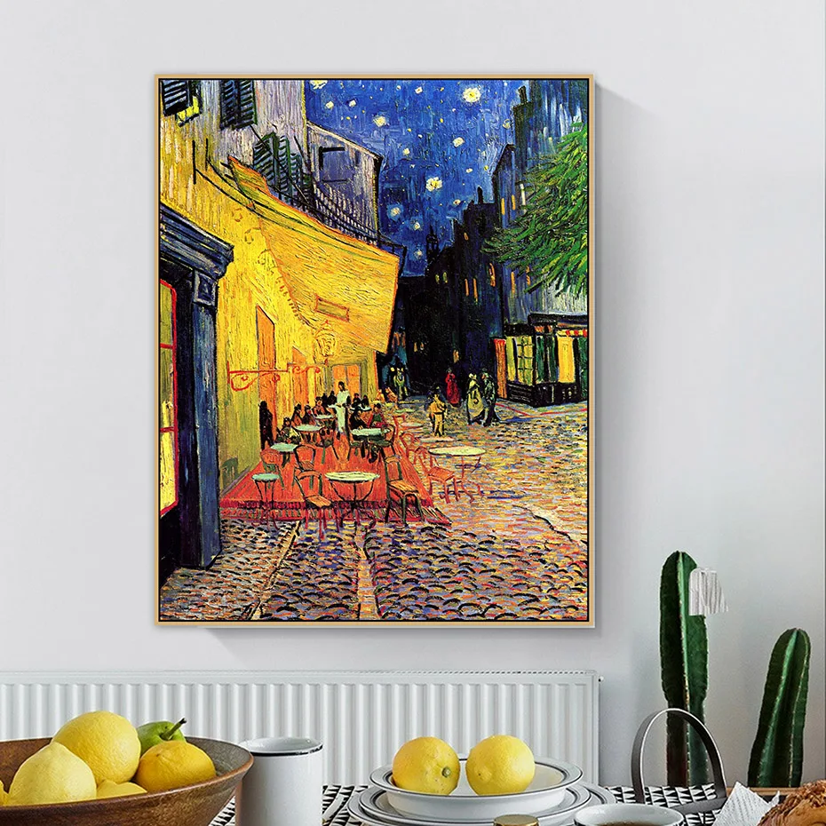 

The Cafe Terrace on the Place du Forum Arles at Night Van Gogh Famous Master Canvas Painting Poster Print Wall Art Home Decor