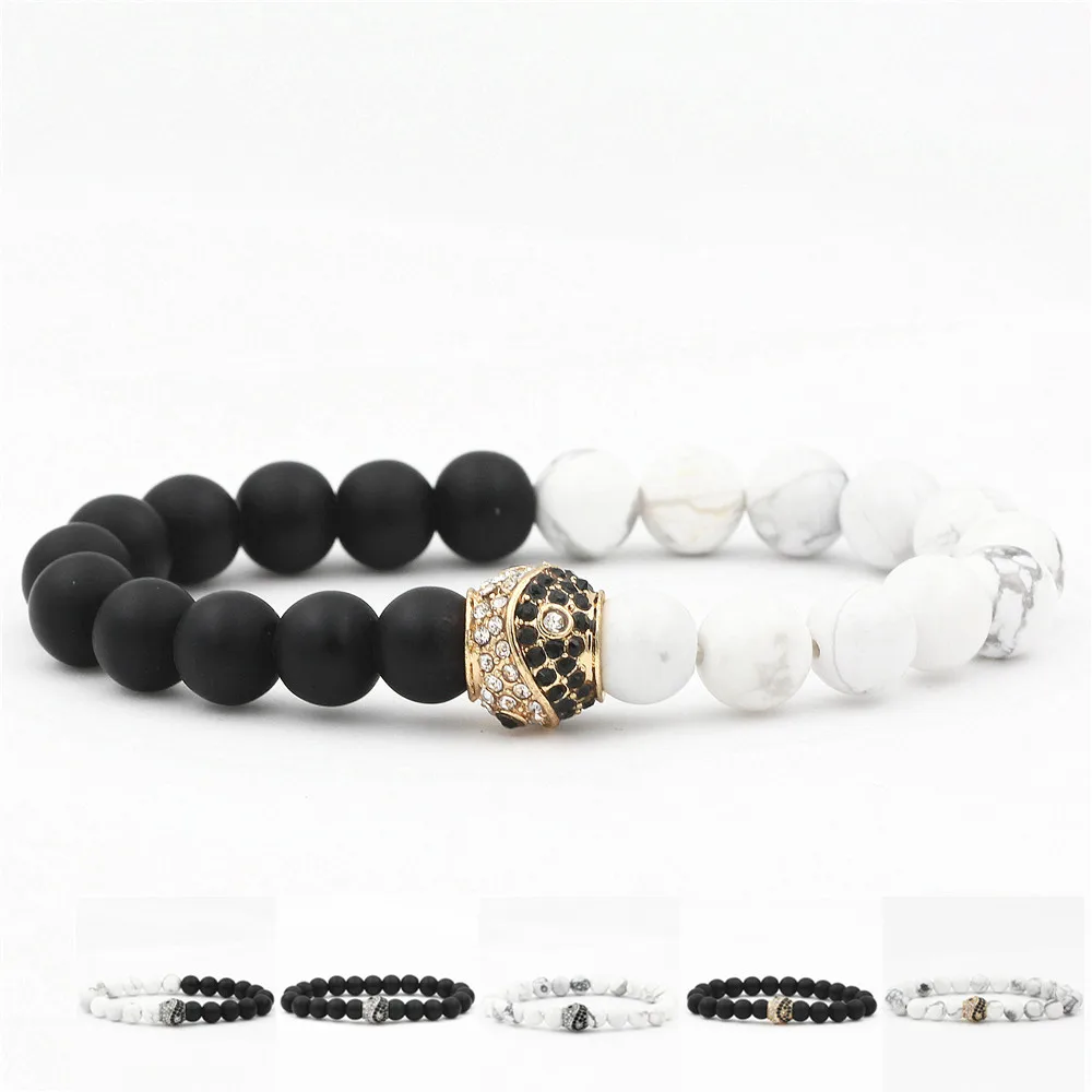 

Yin Yang Beads Bracelet Natural Stone Strand Yoga Charm Bracelets Jewelry Gifts for Women Men Lovers