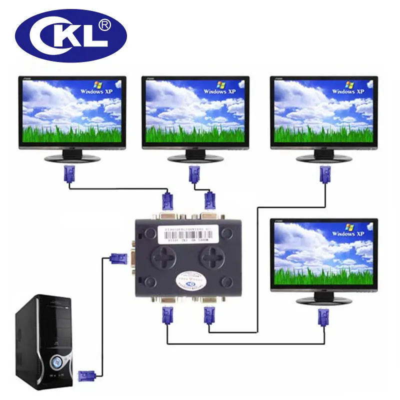 CKL 2 или 4 порта черный сплиттер VGA Дубликатор поддержка DDC DDC2 DDC2B питание от USB