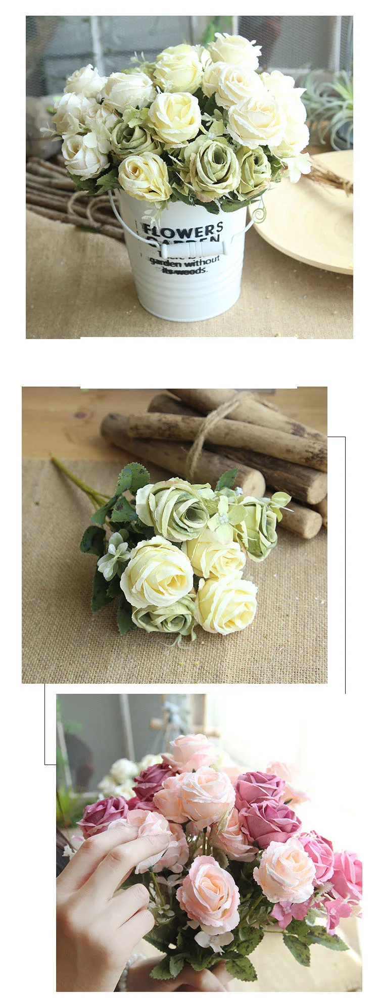artificial flowers pink peonies bouquet (4)