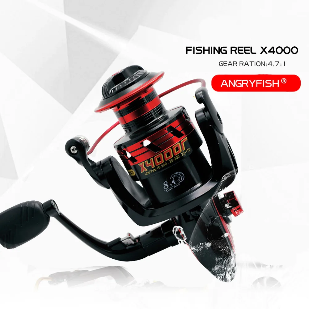ANGRYFISH X4000 Spinning Wheel Fishing Reel 8+1 Hand Casting Lure Line Tackle Tools | Спорт и развлечения