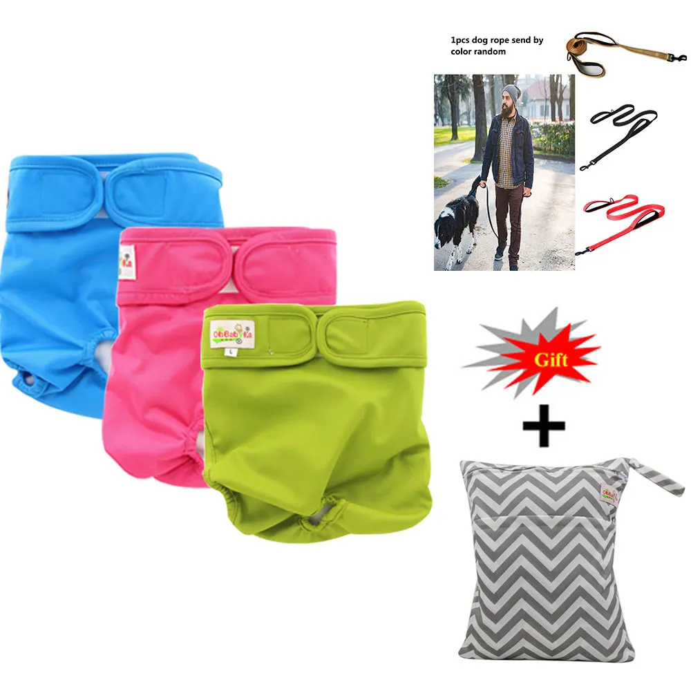 

3Pack Female Dog Diapers Waterproof Dog Puppy Strap Physiological Pants Sanitary Durable Panties Underwear Doggie Nappies Cover