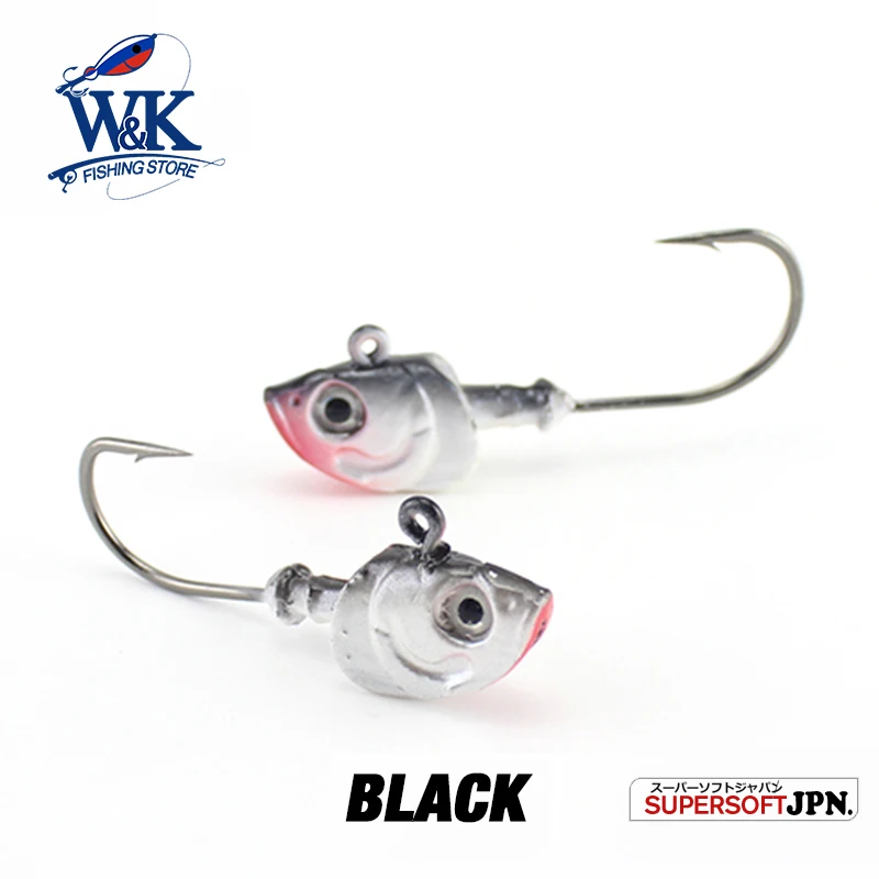 W&K Soft Baits Jig Head 20g 30g Inshore Seabass Fishing Hooks Colors