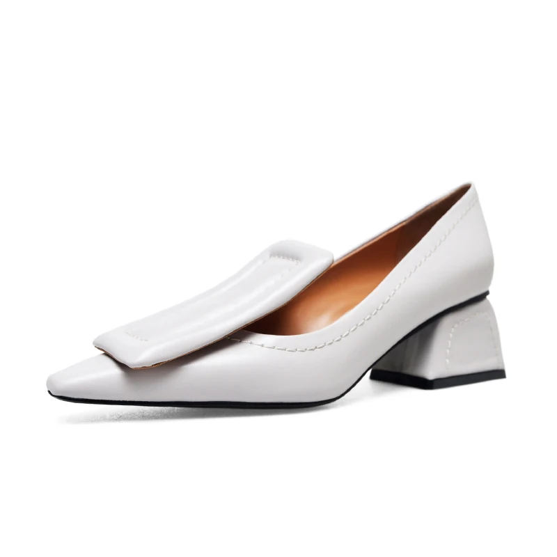 WETKISS/ г., модные дизайнерские туфли на высоком каблуке женские туфли-лодочки из натуральной кожи с квадратным носком женская обувь - Цвет: Серый