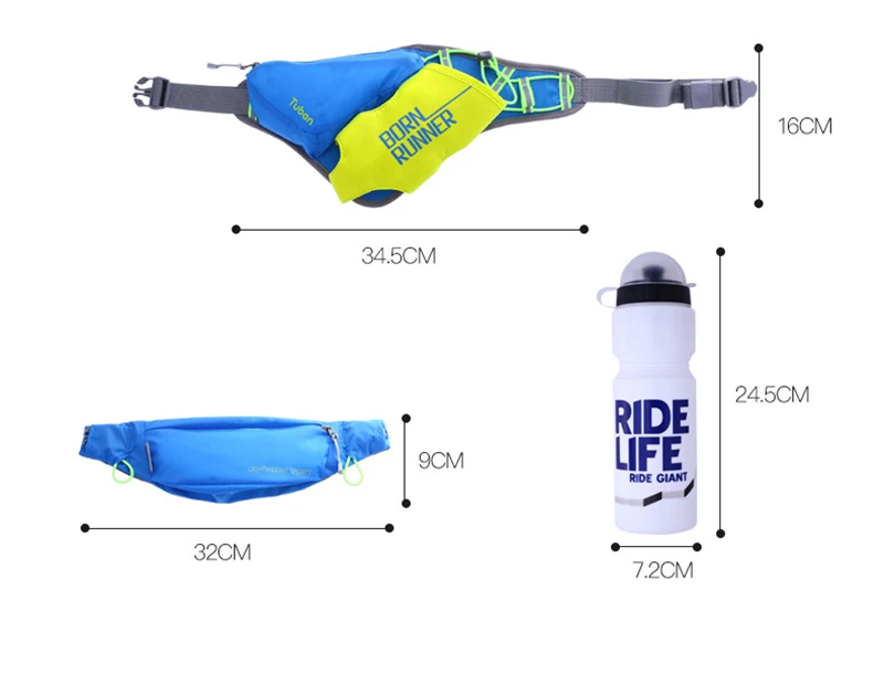 Светоотражающая поясная сумка для марафона, сумка для бега, бега, прогулок, велоспорта, поясная сумка для альпинизма, пешего туризма, спортивная сумка+ 750 мл бутылка для воды
