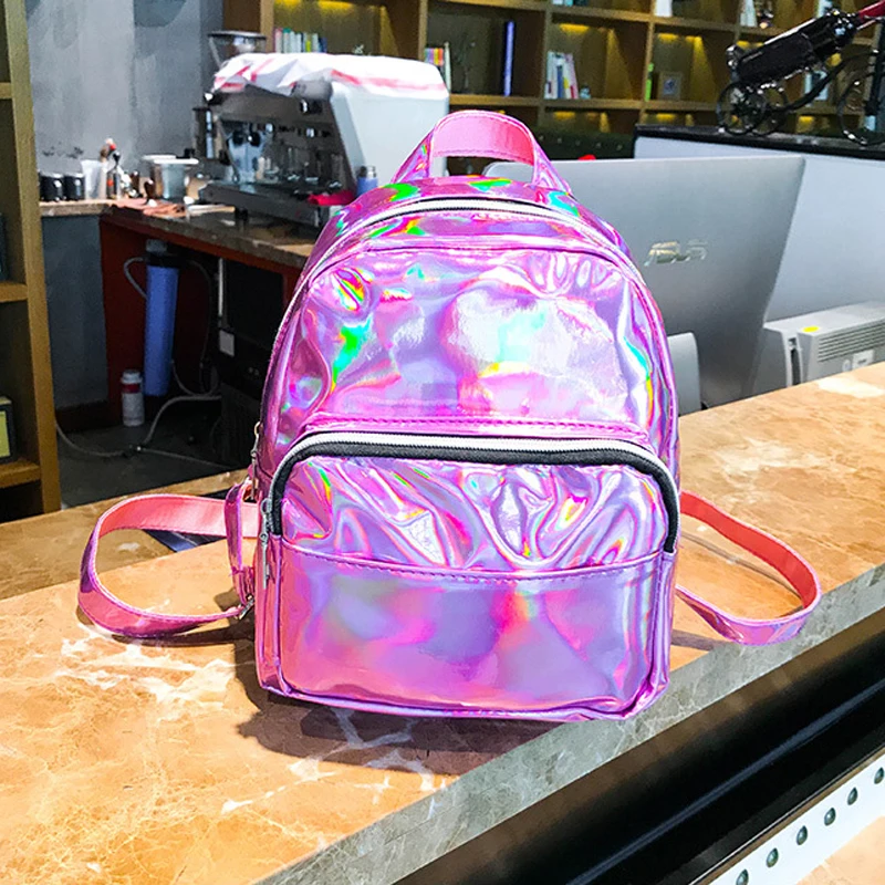 Women Vogue Colorful Backpack Transparent Reflective Hologram Holographic Bag Hot Solid Color Laser Backpack Popular Travel Need