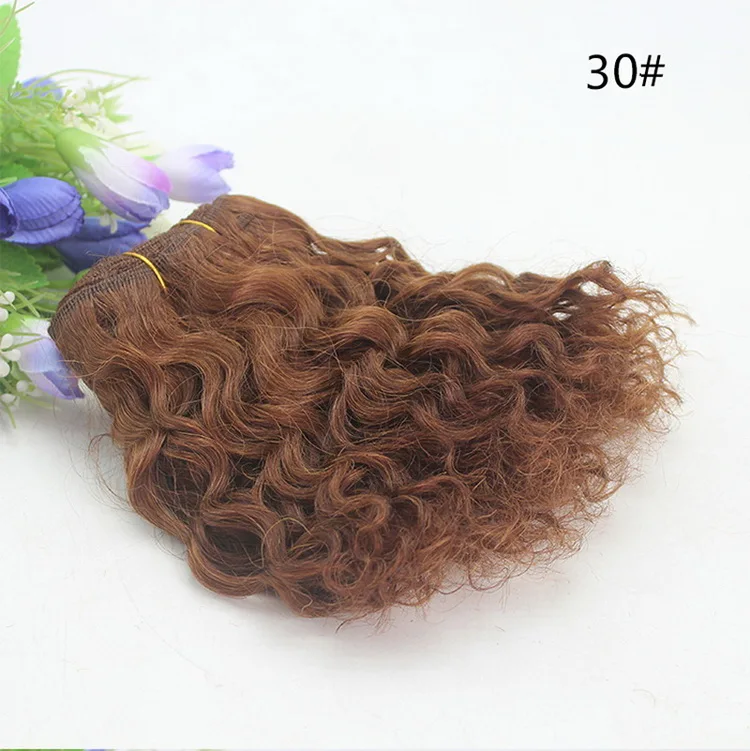 1 Piece Extension Wool Hair Wefts Khaki Yellow Red Color Curly Hair Wigs for BJD/SD/American Doll DIY Wigs - Цвет: 30