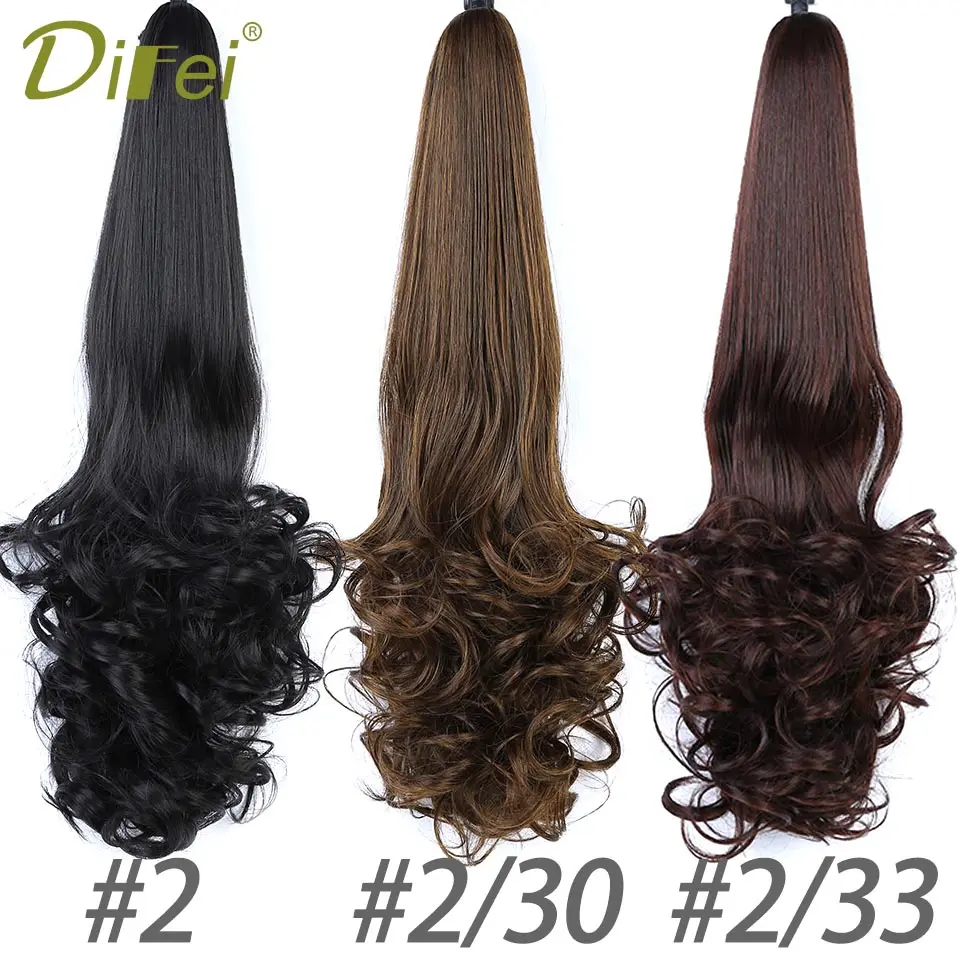 DIFEI 180g 24'' big Long Synthetic Hair Extension Claw Ponytail Wowen Wavy Clip in PonyTail Heat Resistant Fake Hair Pieces 1106