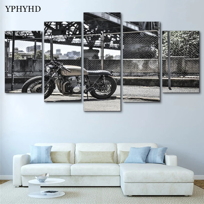 YPHYHD 5 Pieces Modular Wall Paintings Motorcycle Picture Canvas Painting Print Poster Classical Decor Art Modern | Дом и сад