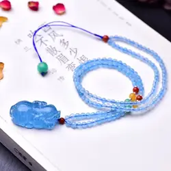 34x17x14 мм Натуральный аквамарин синий прозрачный кристалл кулон ожерелье для женщин Женский подарок модное ожерелье AAAAA