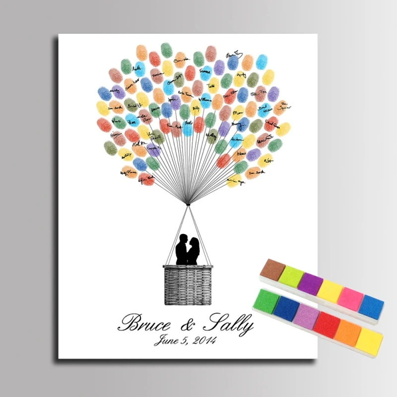 DIY Wedding Guest Book Signature Canvas Prints Fingerprint Painting