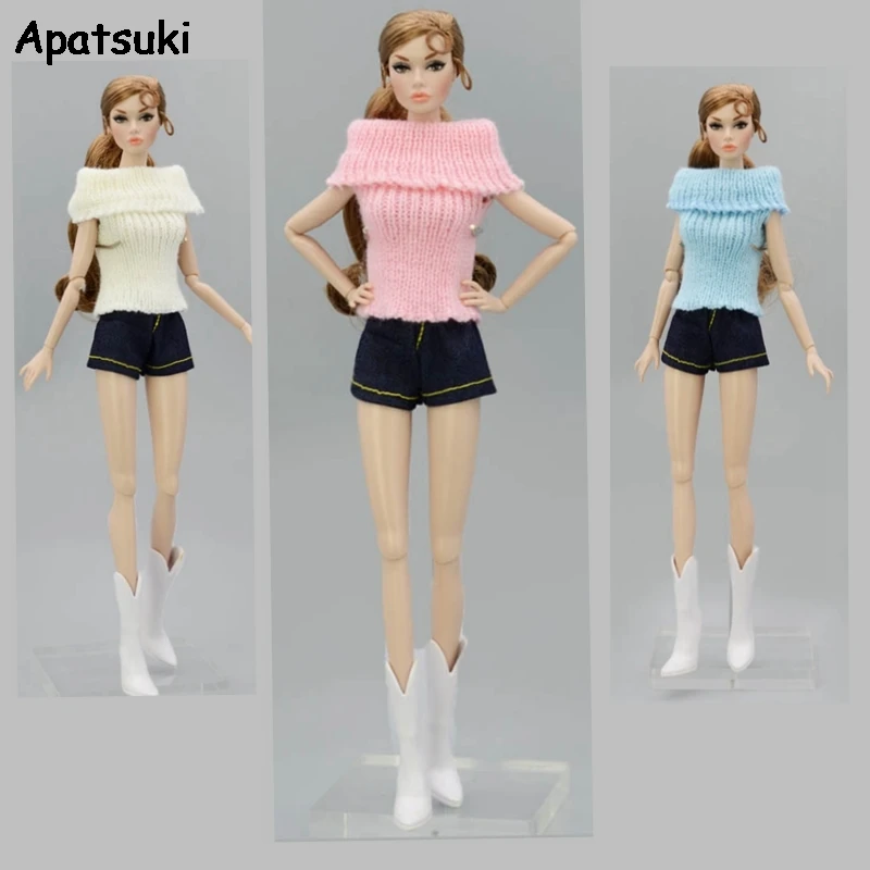 

Pure Color Soft Knitted Woven Tops Sweater For Barbie Doll Clothes For Blythe Doll Gifts 1/6 Doll Accessories Kids Toy