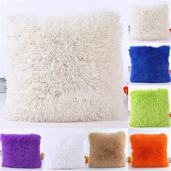 

43*43cm Plush Furry Cushion Cover Throw Pillow Case Home Bed Room Sofa Decor