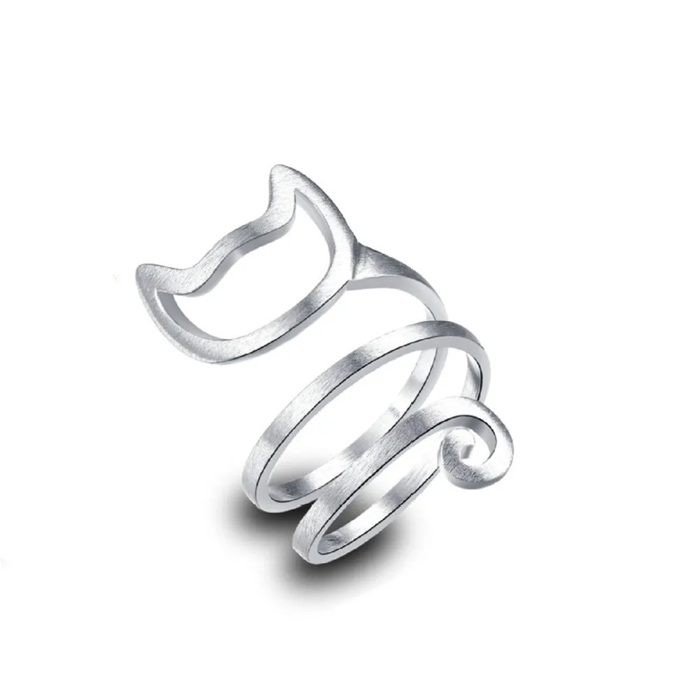 

2018 new fashion jewelry ring cute animal cute cat silver ring female girl wrapped ring adjustable jewelry gift