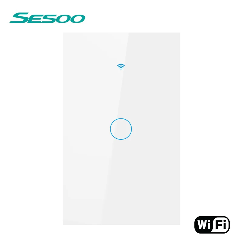 Comprar SESOO WIFI Interruptor táctil inteligente APP interruptor de pared de luz remota inalámbrico Panel de cristal funciona con Alexa Google Home