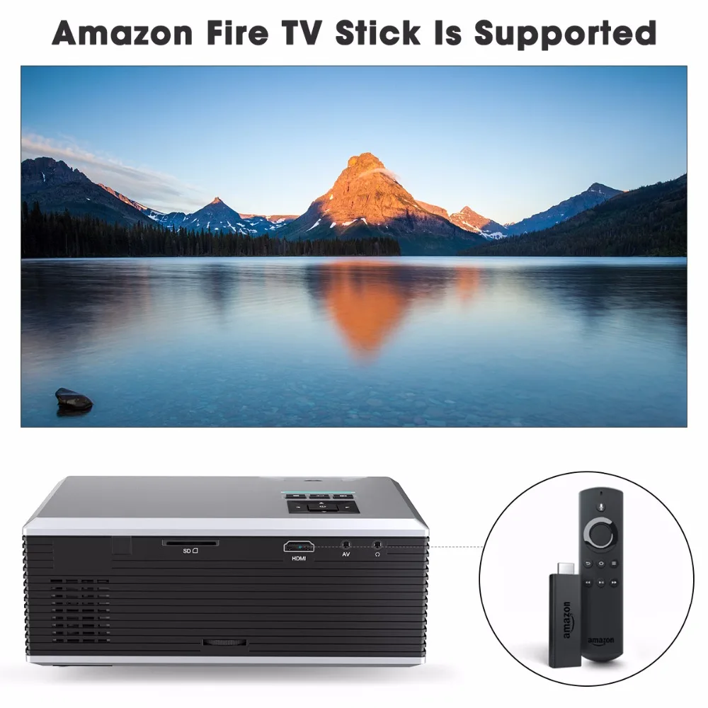Exquizon FLOUREON Portable Mini LED Cinema Video Digital HD Home Theater Projector BL88 4K Beamer Proyector with USB HDMI (8)