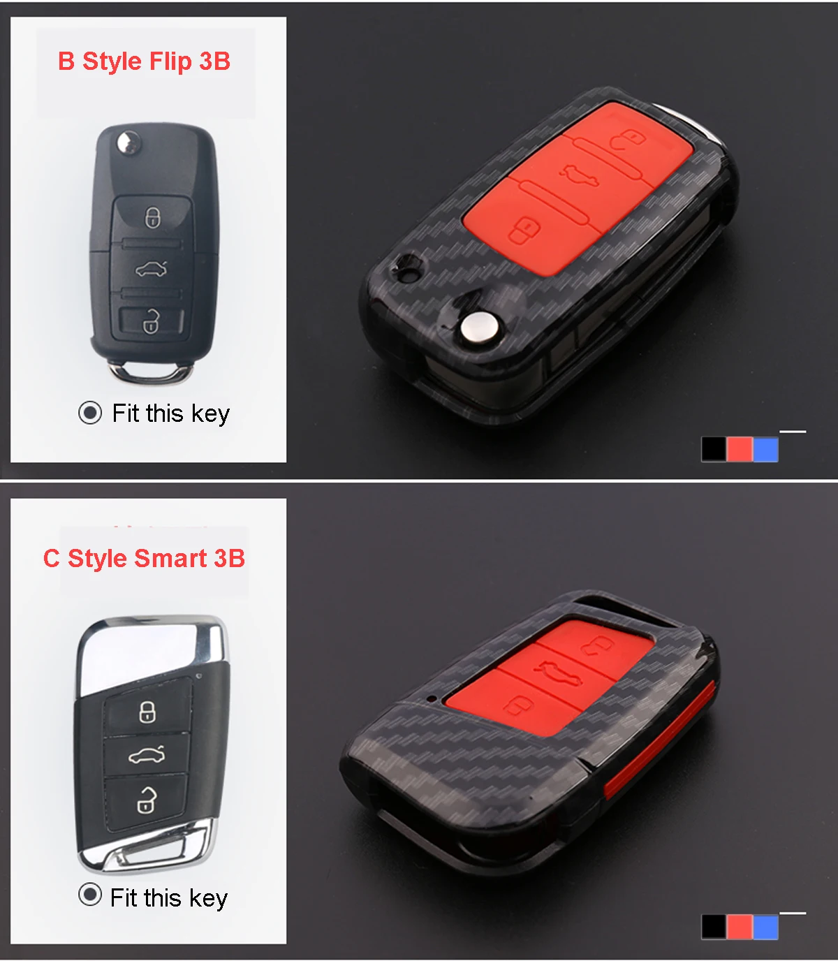 Keyforkess 10x copertura della cassa chiave dell'automobile del carbonio per Volkswagen VW Golf 7 mk7 Seat Ibiza Leon FR 2 Altea Aztec per Skoda Octavia - HTB17DjrBlmWBuNkSndVq6AsApXaj